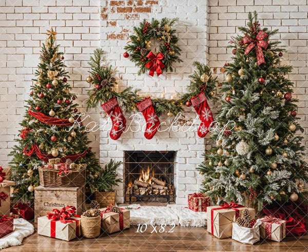 ⚡Blitzangebote #2-Kate Weihnachten Weiß Ziegel Kamin Hintergrund - Kate Backdrop.de