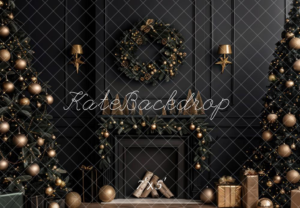 ⚡Blitzangebote #4-Kate Weihnachten Schwarzer moderner Kaminhintergrund für den Innenbereich - Kate Backdrop.de
