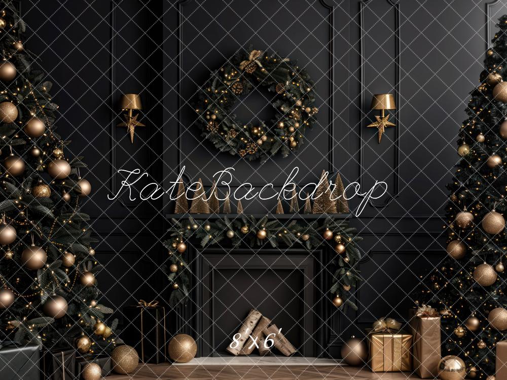 ⚡Blitzangebote #4-Kate Weihnachten Schwarzer moderner Kaminhintergrund für den Innenbereich - Kate Backdrop.de