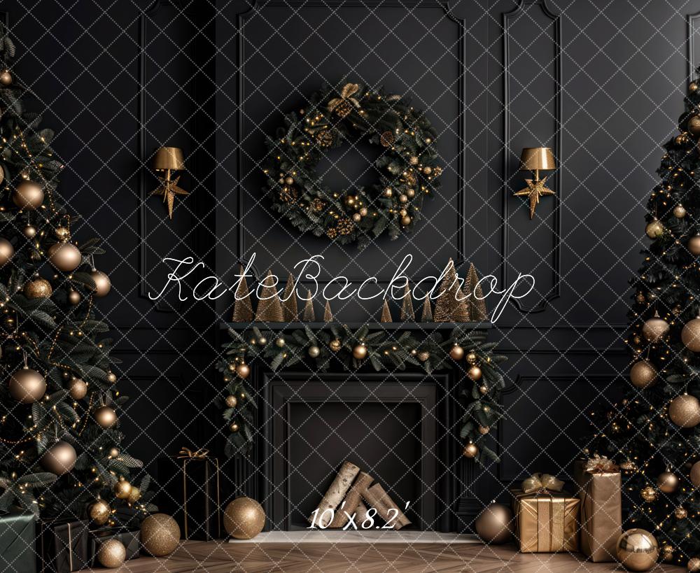 ⚡Blitzangebote #4-Kate Weihnachten Schwarzer moderner Kaminhintergrund für den Innenbereich - Kate Backdrop.de