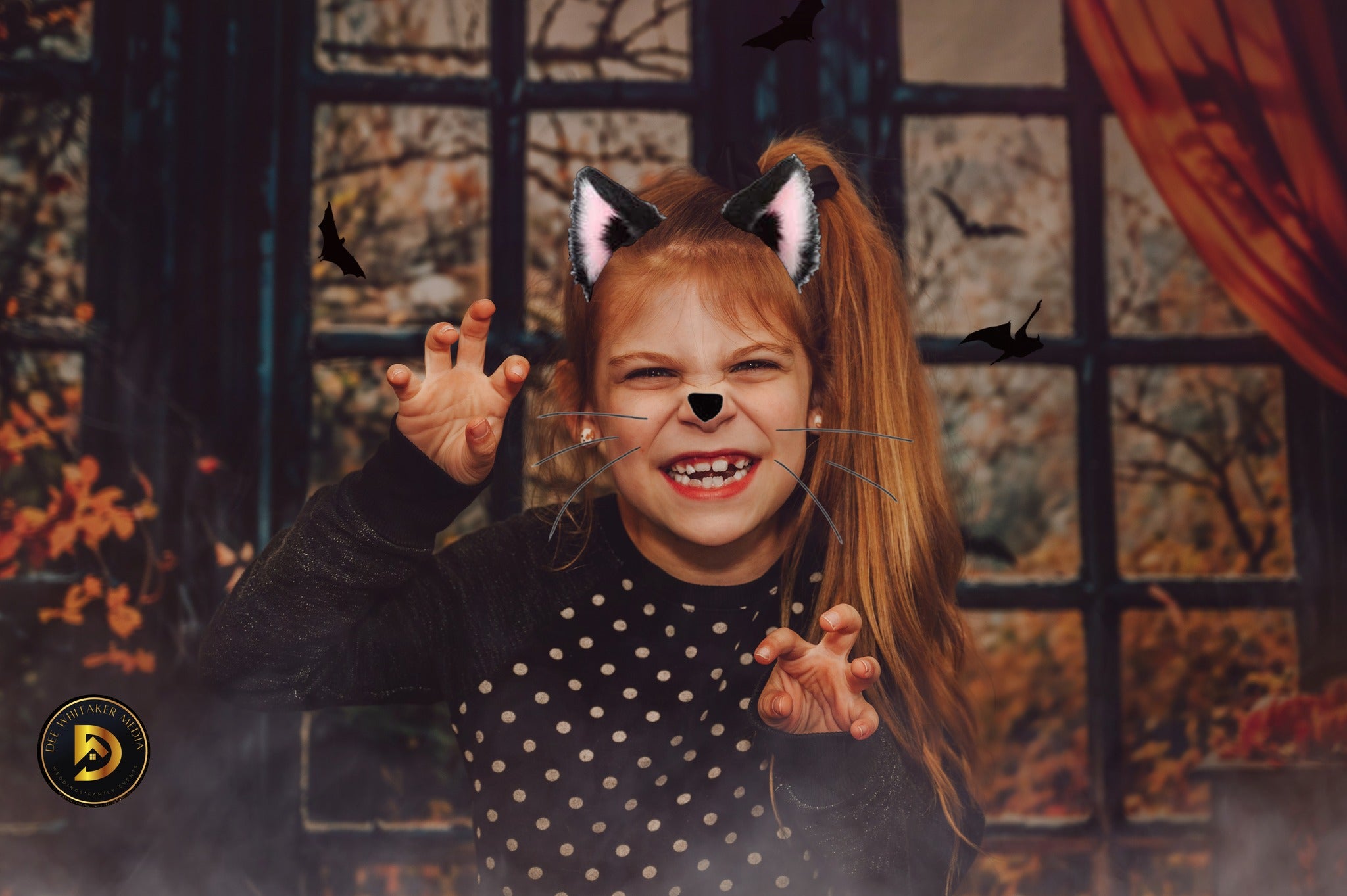 Kate Herbst-Halloween-Kürbis Schwarzes gewölbtes Fenster Hintergrund+Dunkelbrauner Fischgrätenholzboden Hintergrund - Kate Backdrop.de