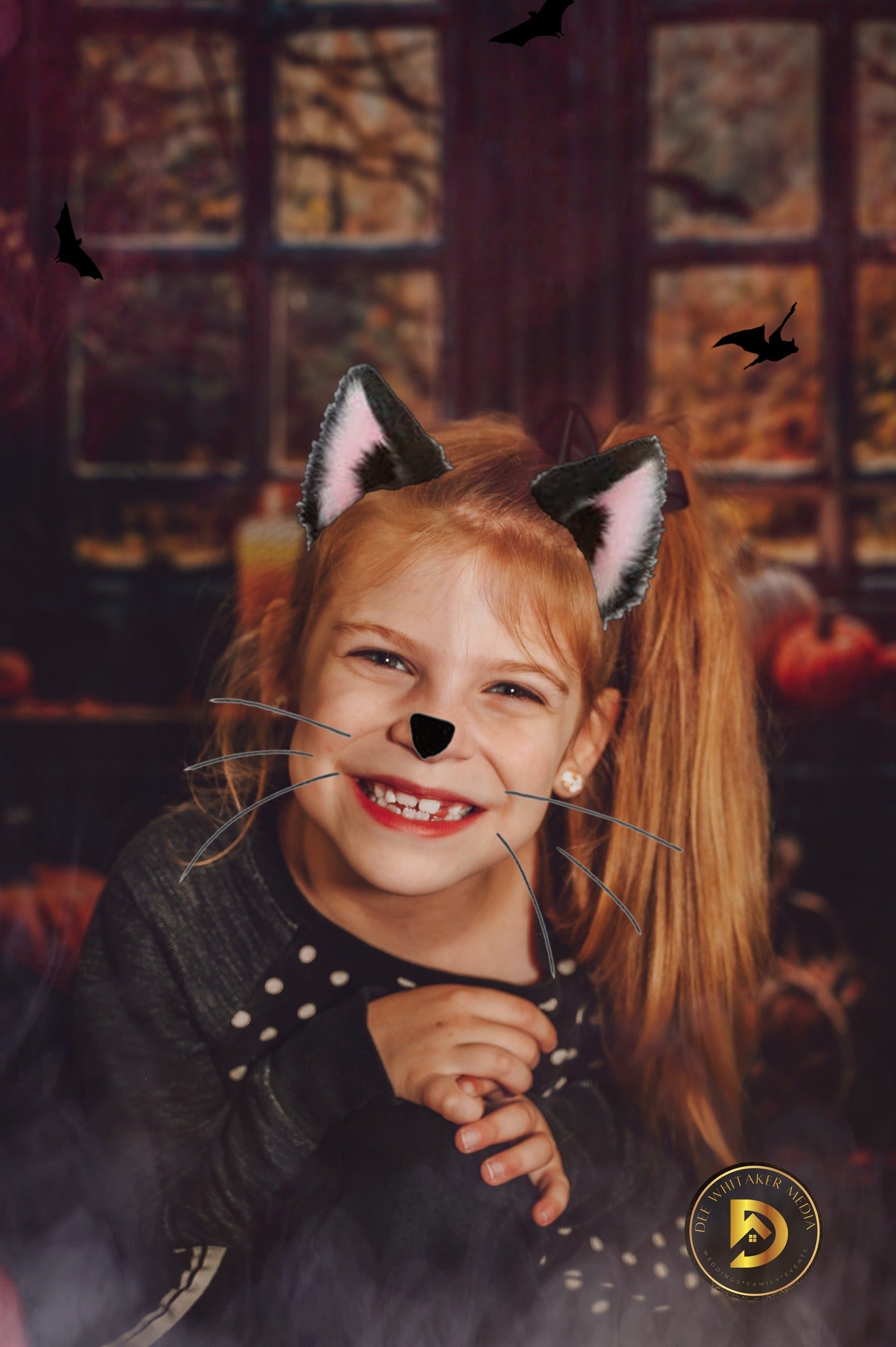 Kate Herbst-Halloween-Kürbis Schwarzes gewölbtes Fenster Hintergrund+Dunkelbrauner Fischgrätenholzboden Hintergrund - Kate Backdrop.de