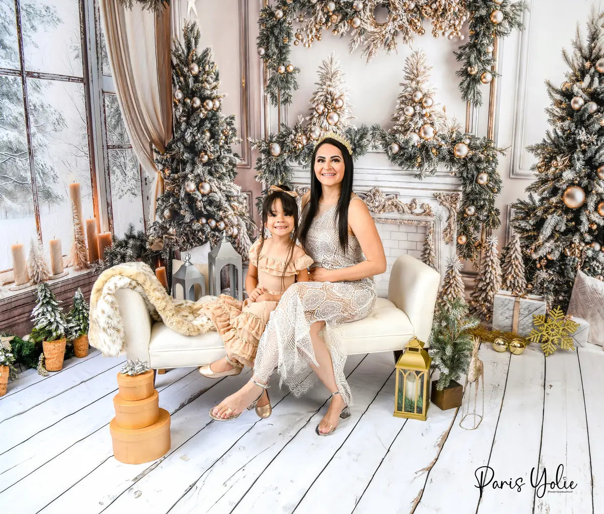 ⚡Blitzangebote #2-Kate Weihnachten Weißer Vorhang Gerahmtes Fenster Zimmer Set - Kate Backdrop.de