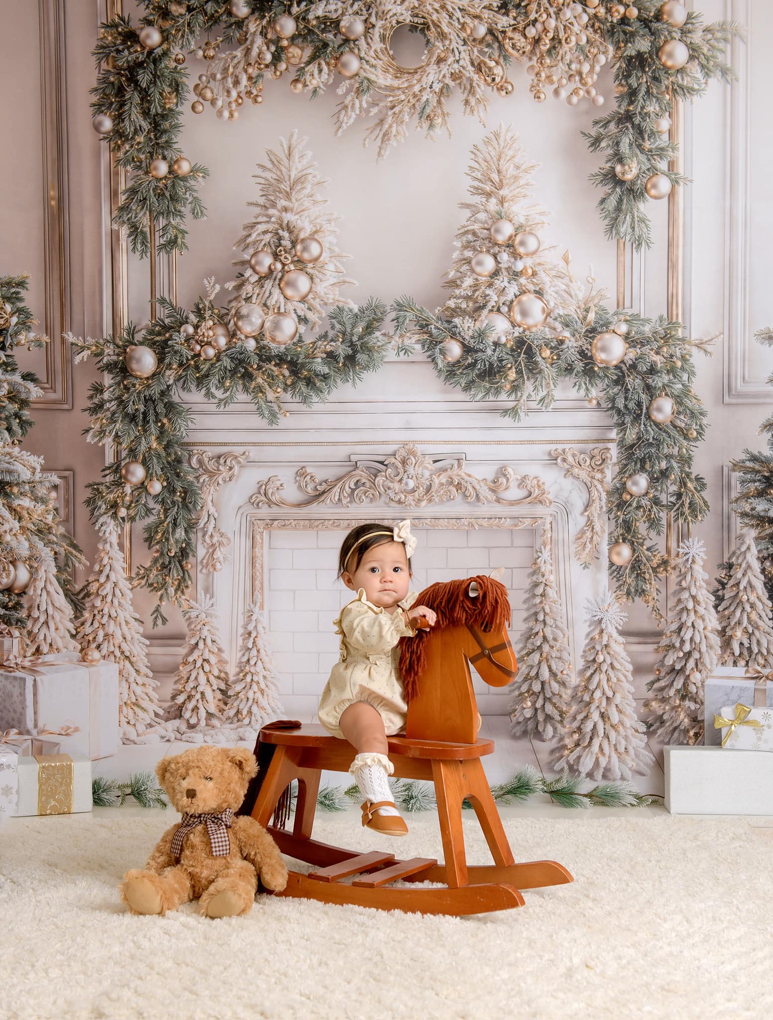 Kate Weihnachten Weiß Vintage Backstein Kamin Hintergrund Entworfen von Emetselch - Kate Backdrop.de