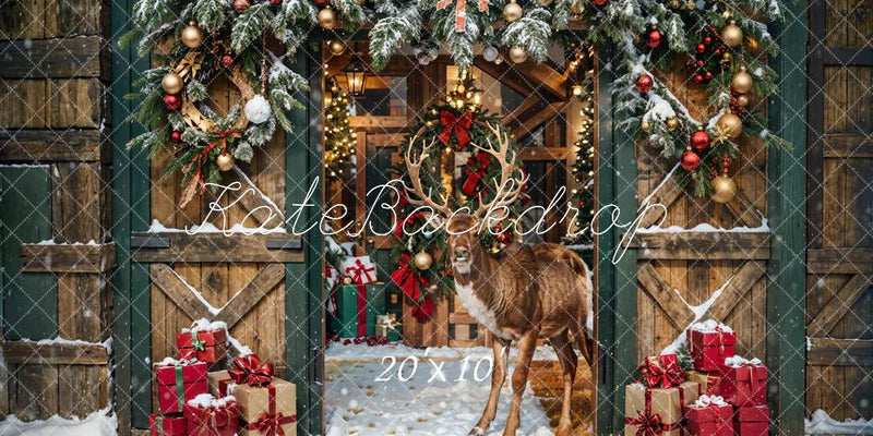 ⚡Blitzangebote #2- Kate Weihnachten Elch Holzscheune Hintergrund - Kate Backdrop.de