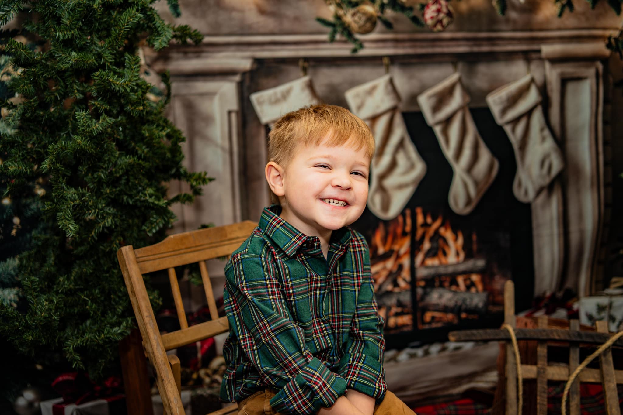 ⚡Blitzangebote #2-Kate Winter-Weihnachtsbaum-Weiß-Retro-Kamin-Hintergrund+Dunkelbraun-Holzboden-Hintergrund - Kate Backdrop.de