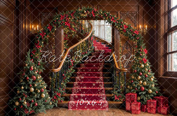 ⚡Blitzangebote #4-Kate Weihnachten -Baum Bogen Vintage Treppe Hintergrund - Kate Backdrop.de