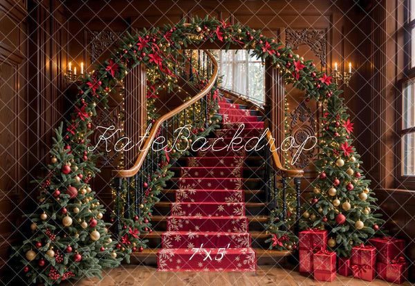 ⚡Blitzangebote #4-Kate Weihnachten -Baum Bogen Vintage Treppe Hintergrund - Kate Backdrop.de