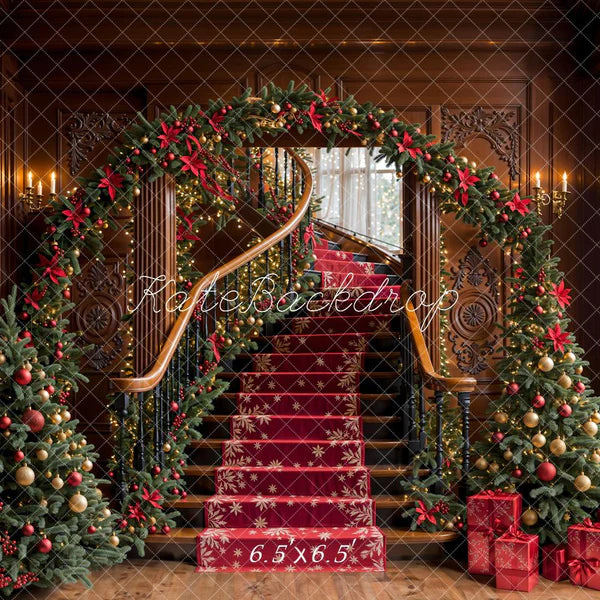 ⚡Blitzangebote #4-Kate Weihnachten -Baum Bogen Vintage Treppe Hintergrund - Kate Backdrop.de