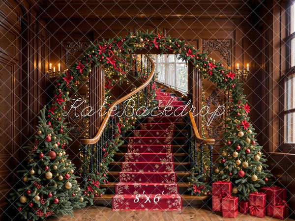 ⚡Blitzangebote #4-Kate Weihnachten -Baum Bogen Vintage Treppe Hintergrund - Kate Backdrop.de