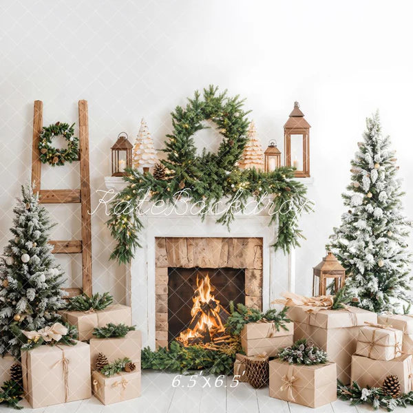 Kate Weihnachten baum Weißer Kamin Geschenkbox Hintergrund entworfen von Emetselch