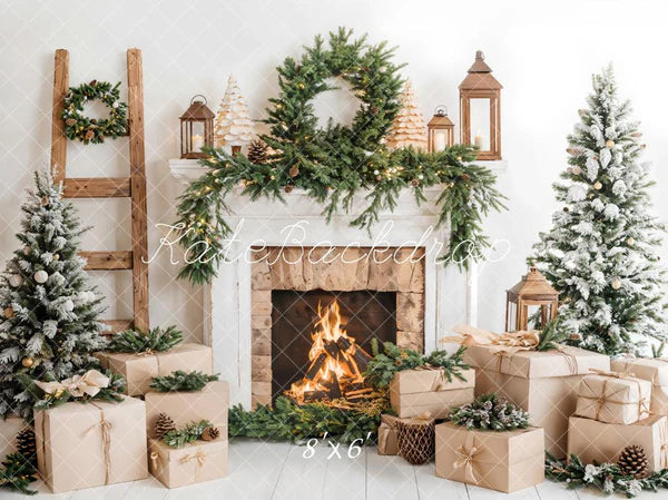 Kate Weihnachten baum Weißer Kamin Geschenkbox Hintergrund entworfen von Emetselch