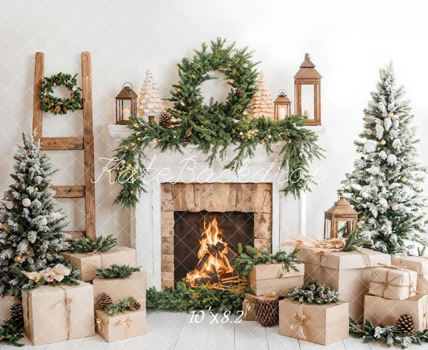 Kate Weihnachten baum Weißer Kamin Geschenkbox Hintergrund entworfen von Emetselch
