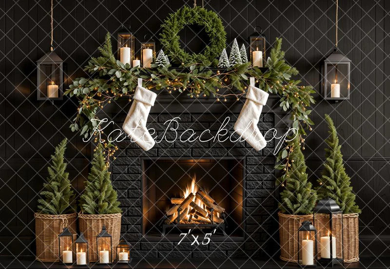 ⚡Blitzangebote #3-Kate Weihnachtsbaum Kamin Schwarz Wand Hintergrund - Kate Backdrop.de