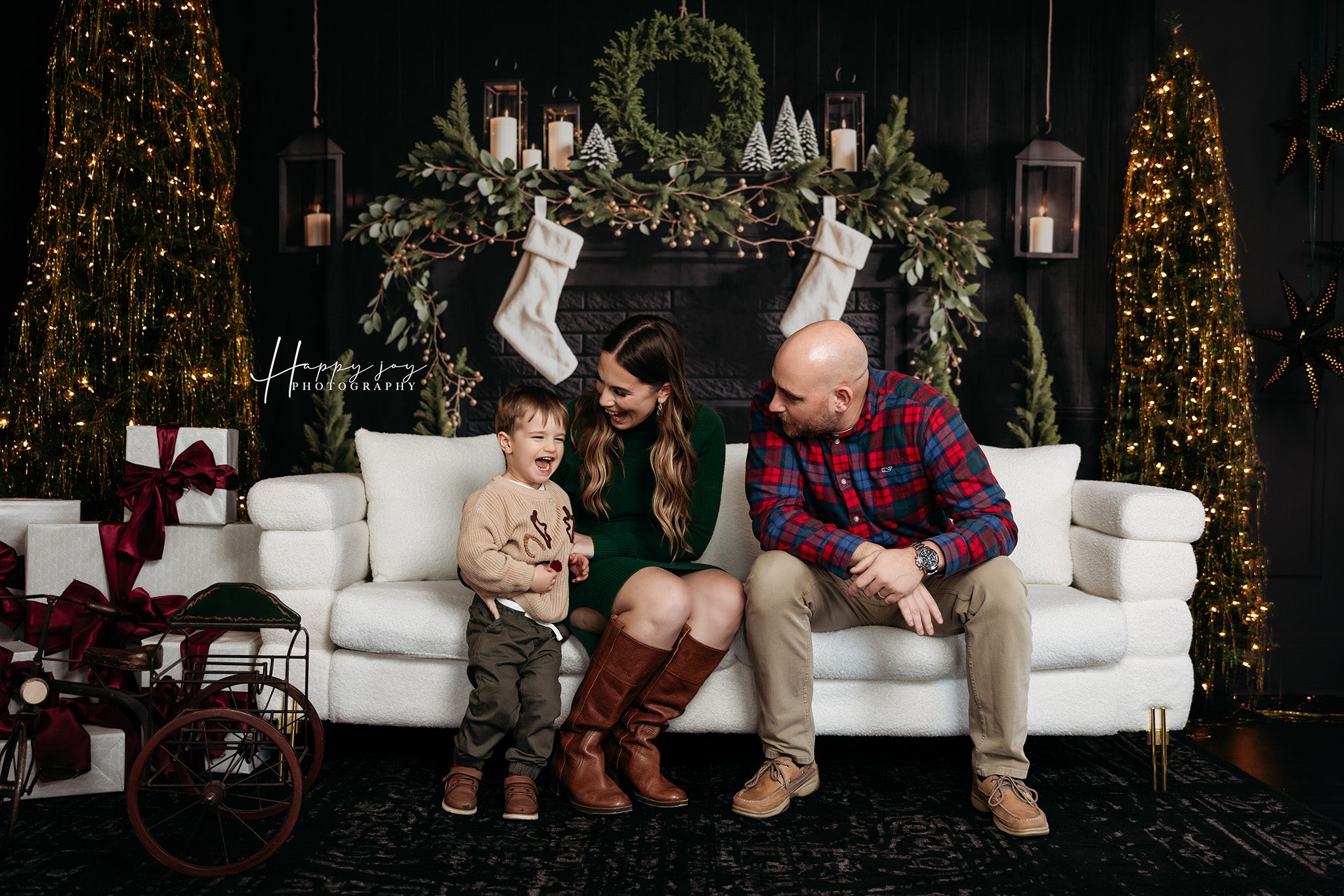 Kate Weihnachtsbaum Kamin Schwarz Wand Hintergrund Entworfen von Emetselch - Kate Backdrop.de