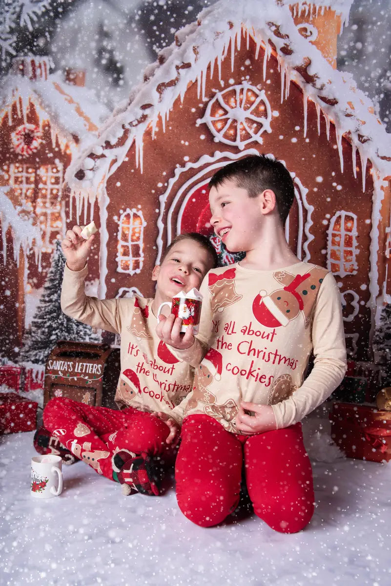⚡Blitzangebote #1-Kate Weihnachten Pfefferkuchenhäuser Schneeig Hintergrund + Winter-Schneeboden Hintergrund für Fotografie - Kate Backdrop.de