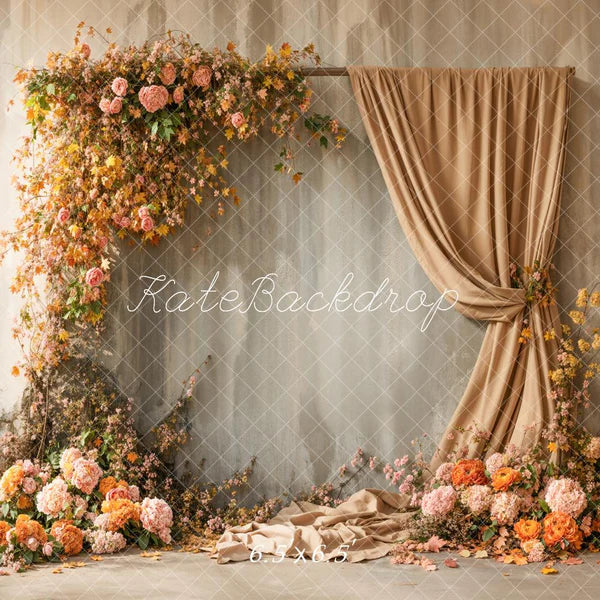 Kate Herbst Floral Arch Apricot Vorhänge Hintergrund Entworfen von Emetselch - Kate Backdrop.de