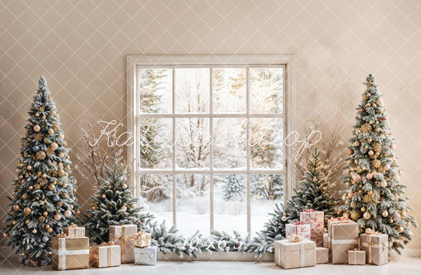 Kate Weihnachten -Bäume Fenster Geschenkbox Hintergrund Entworfen von Emetselch - Kate Backdrop.de