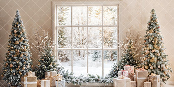 Kate Weihnachten -Bäume Fenster Geschenkbox Hintergrund Entworfen von Emetselch - Kate Backdrop.de