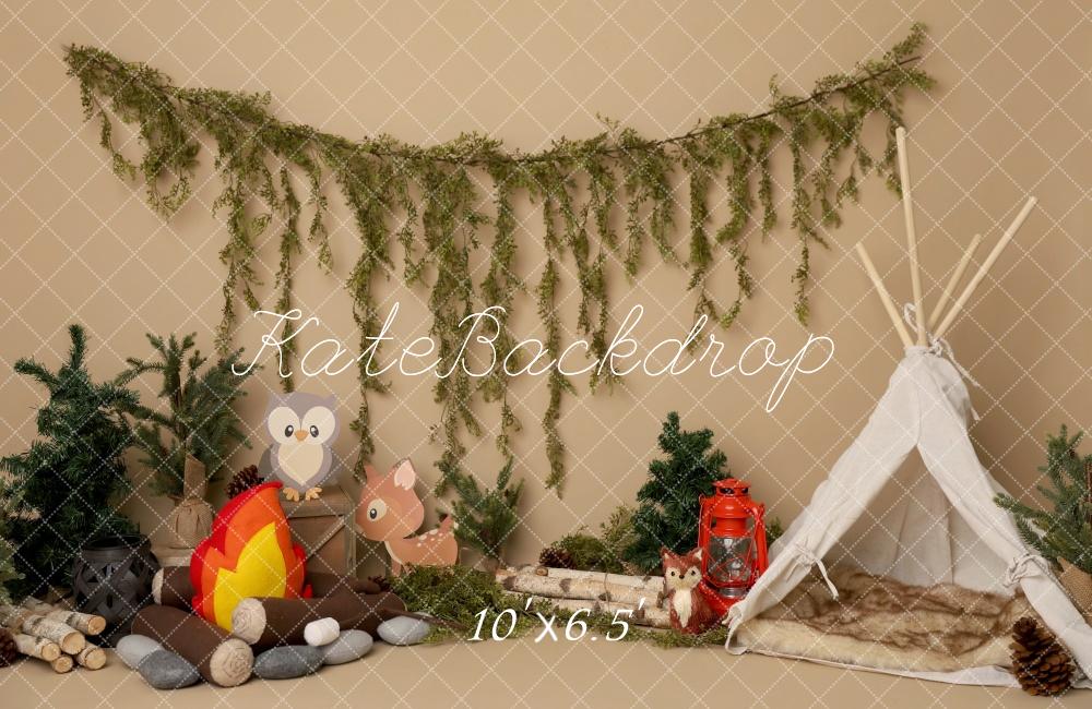 Kate Cake Smash Campingplatz Tiere Zelt Hintergrund von Melissa King - Kate Backdrop.de