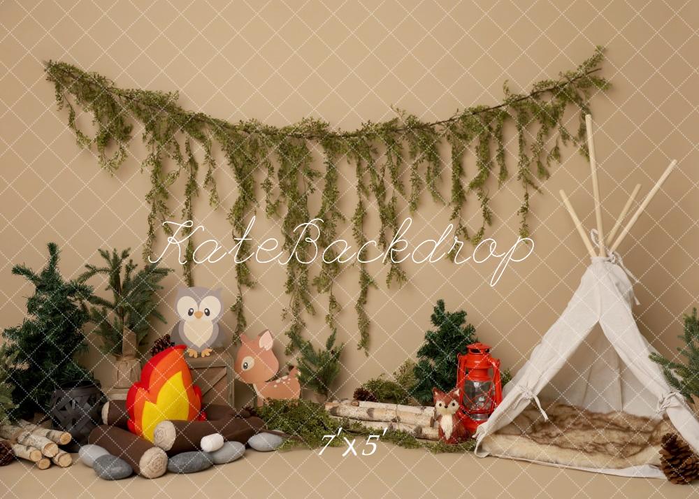 Kate Cake Smash Campingplatz Tiere Zelt Hintergrund von Melissa King - Kate Backdrop.de