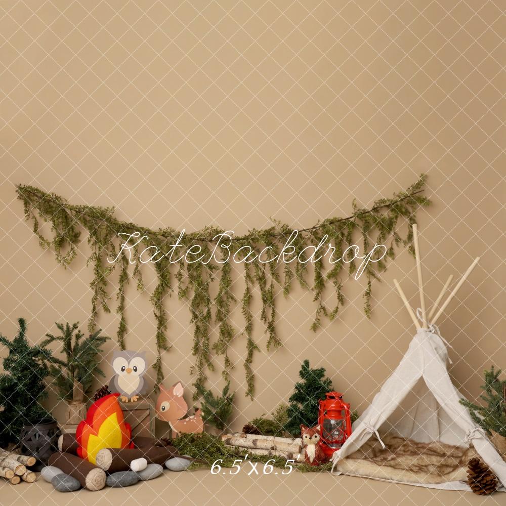 Kate Cake Smash Campingplatz Tiere Zelt Hintergrund von Melissa King - Kate Backdrop.de