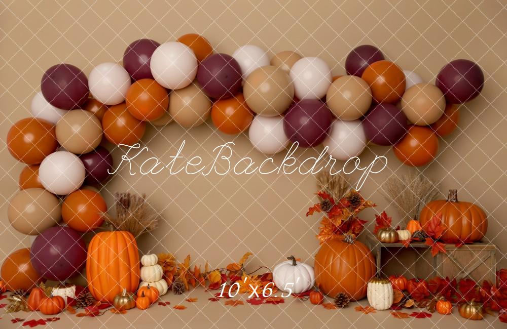 Kate Herbst Torte Smash Kürbis Ballon Bogen Hintergrund von Melissa King - Kate Backdrop.de