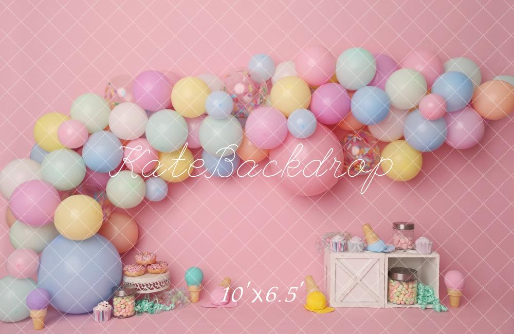 Kate Cake Smash Pastell Luftballons Desserts Hintergrund von Melissa King - Kate Backdrop.de