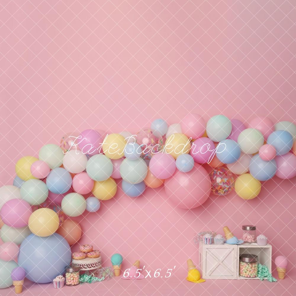 Kate Cake Smash Pastell Luftballons Desserts Hintergrund von Melissa King - Kate Backdrop.de