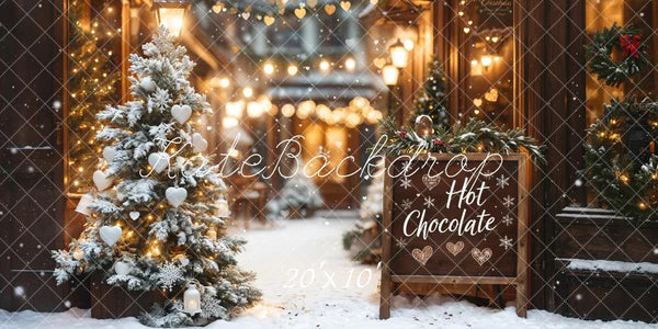 Kate Weihnachten Heiße Schokolade Shop Bokeh Hintergrund Entworfen von Emetselch - Kate Backdrop.de
