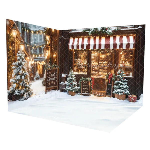 Kate Weihnachten Bäckerei Heißer Kakao Laden Zimmer Set(8ftx8ft&10ftx8ft&8ftx10ft) - Kate Backdrop.de