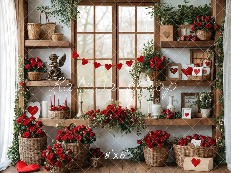 ⚡Blitzangebote #2-Kate Valentinstag Rosen Regale Fleece Hintergrund - Kate Backdrop.de