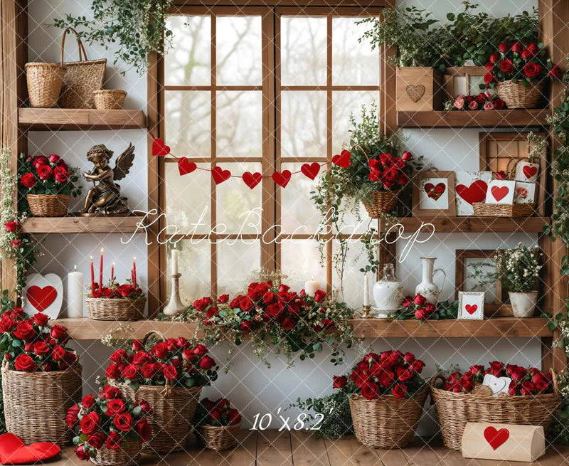 ⚡Blitzangebote #2-Kate Valentinstag Rosen Regale Fleece Hintergrund - Kate Backdrop.de