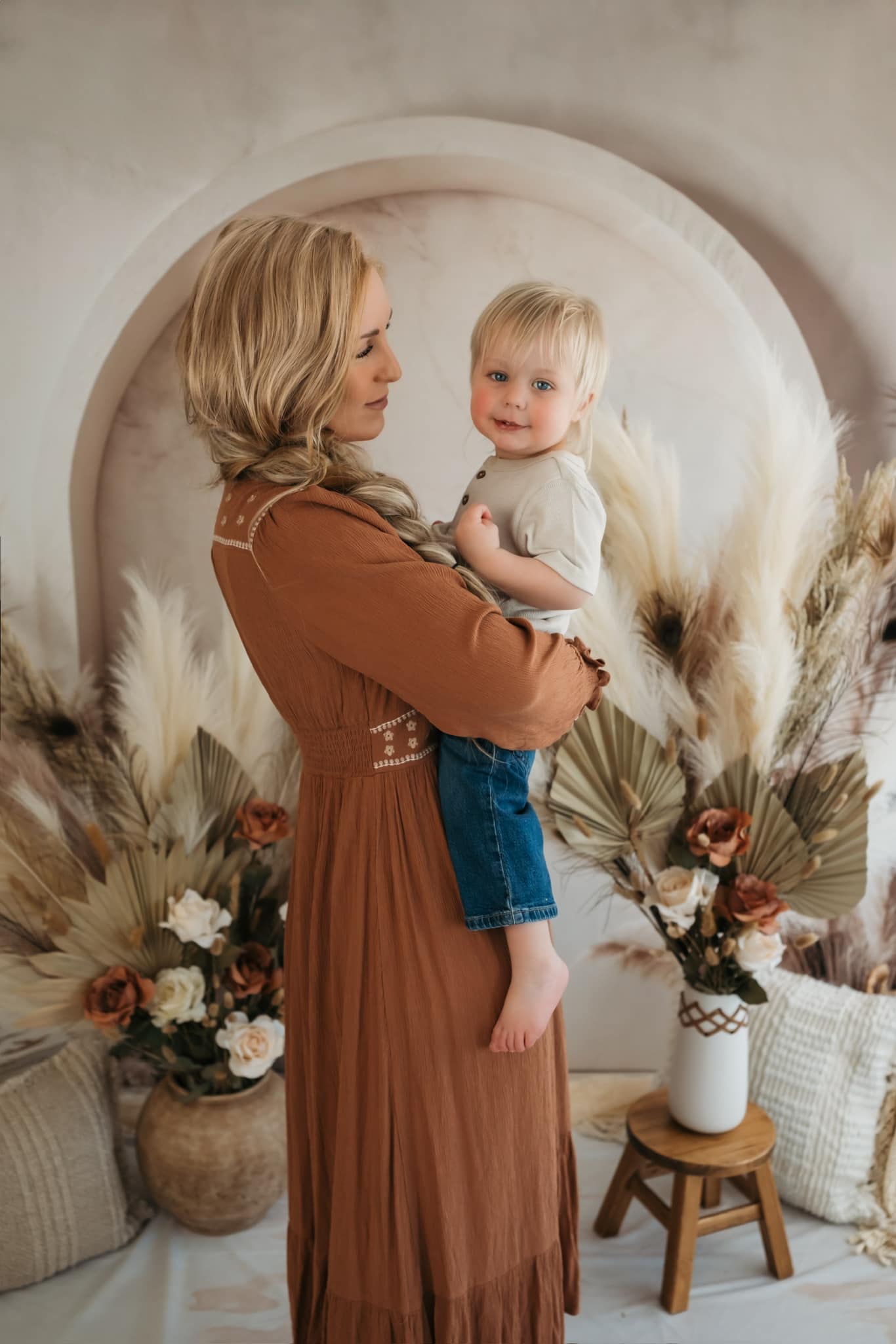 Kate Boho Bogen Pampasgras Hintergrund+Neutral Abstrakt Textur Beige Boden Hintergrund - Kate Backdrop.de