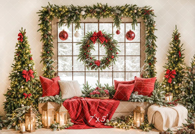 Kate Weihnachten-Fenstergirlande Rote Decke Hintergrund entworfen von Emetselch - Kate Backdrop.de