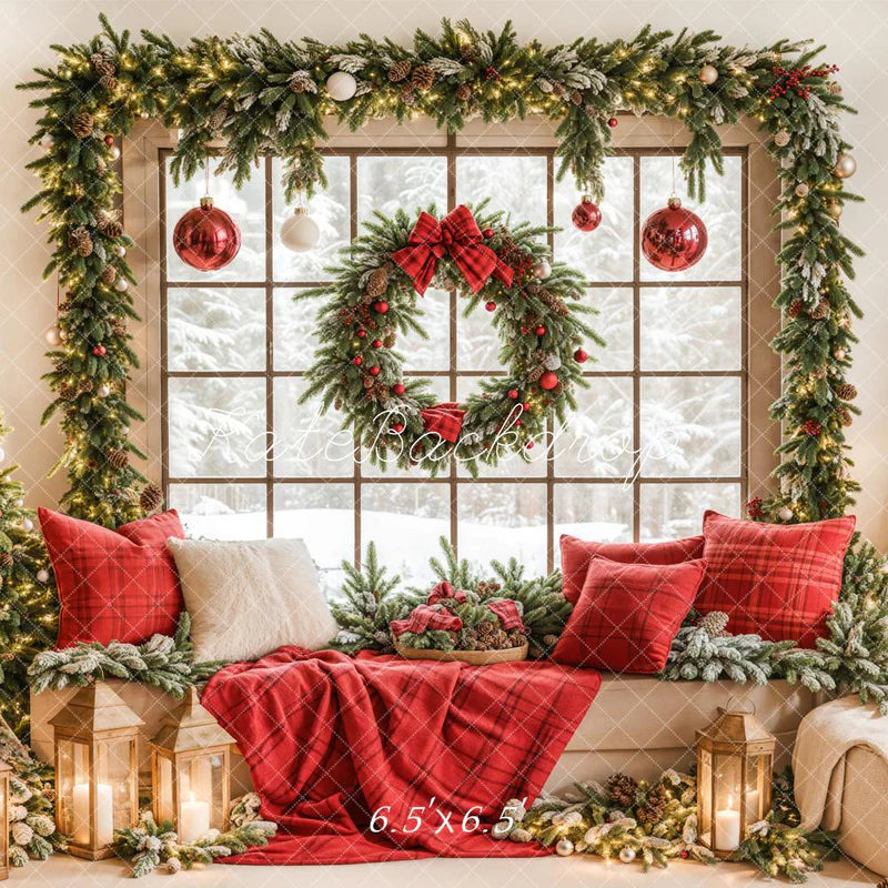 Kate Weihnachten-Fenstergirlande Rote Decke Hintergrund entworfen von Emetselch - Kate Backdrop.de