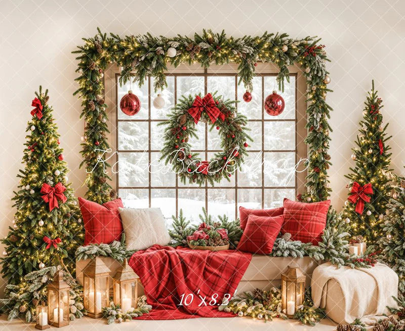 Kate Weihnachten-Fenstergirlande Rote Decke Hintergrund entworfen von Emetselch - Kate Backdrop.de