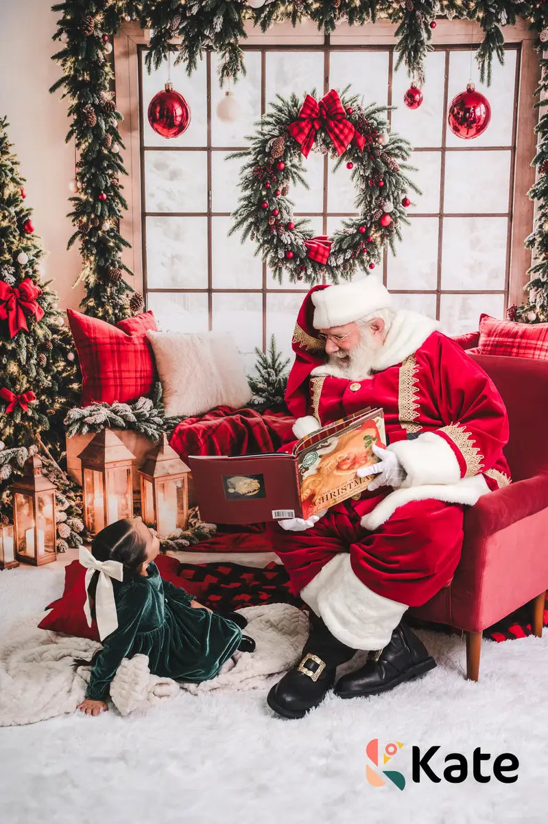 Kate Weihnachten-Fenstergirlande Rote Decke Hintergrund entworfen von Emetselch - Kate Backdrop.de