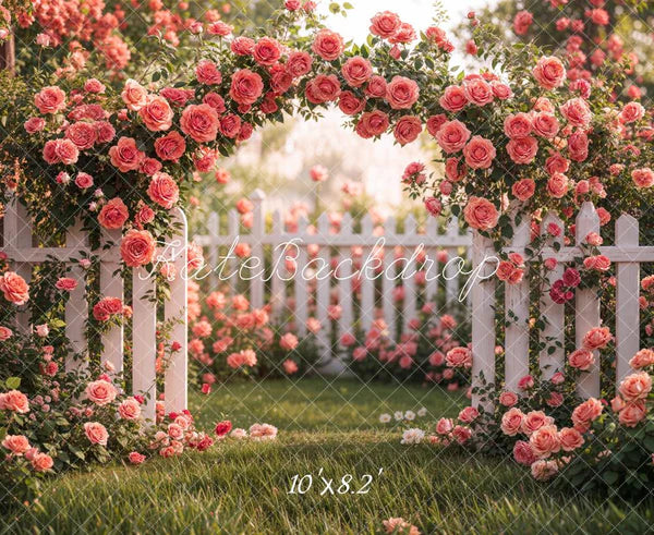 ⚡Blitzangebote #1-Kate Frühling Blumenbogen Rosa Rosengarten Hintergrund - Kate Backdrop.de