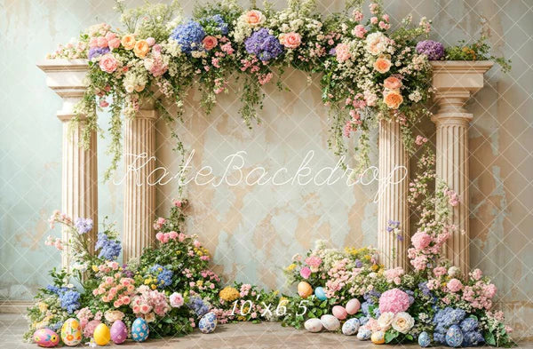 Kate Ostern Bunte Blume Retro Bogen Hintergrund entworfen von Emetselch - Kate Backdrop.de
