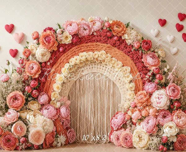 Kate Bohemian Floral Bogen Herz Rosa Hintergrund entworfen von Emetselch - Kate Backdrop.de