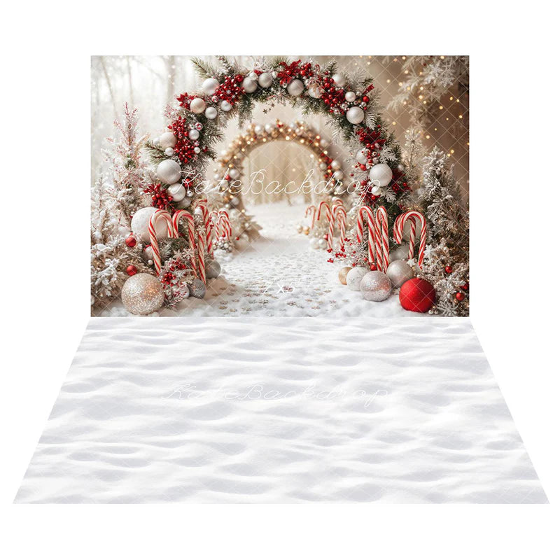 ⚡Blitzangebote #2-Kate Weihnachten Arch Schnee Hintergrund+Weißer Schneeboden Hintergrund - Kate Backdrop.de