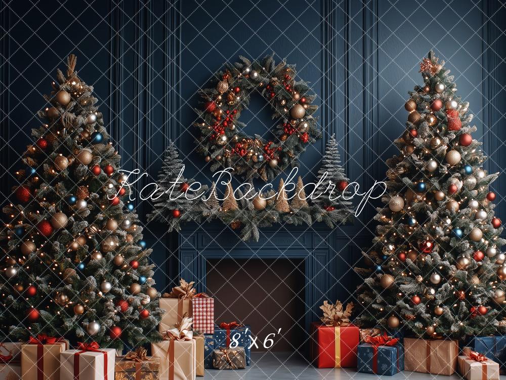 Kate Weihnachten-Baumkranz Retro Hintergrund von Patty Roberts - Kate Backdrop.de