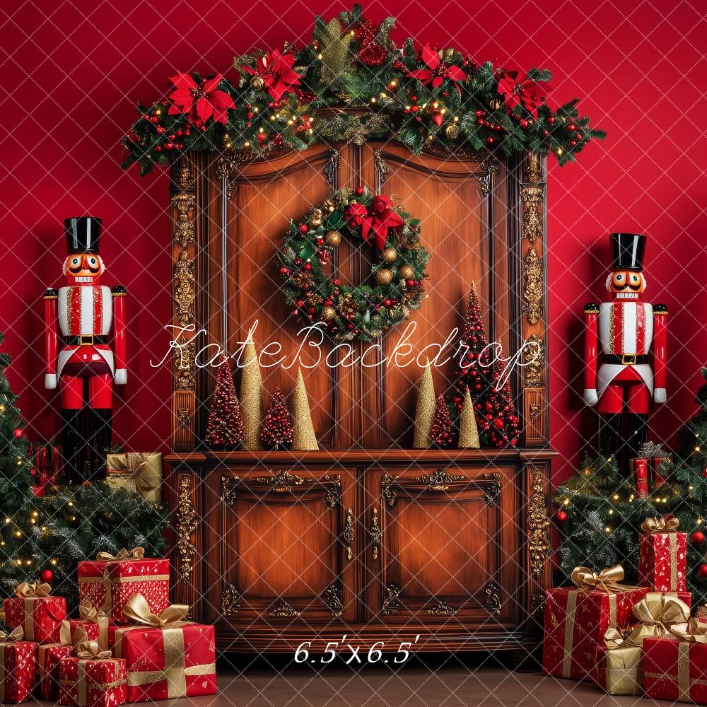 Kate Weihnachten-Baum Nussknacker Retro Kabinett Hintergrund von Patty Roberts - Kate Backdrop.de
