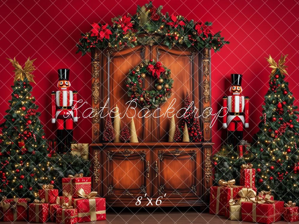 Kate Weihnachten-Baum Nussknacker Retro Kabinett Hintergrund von Patty Roberts - Kate Backdrop.de