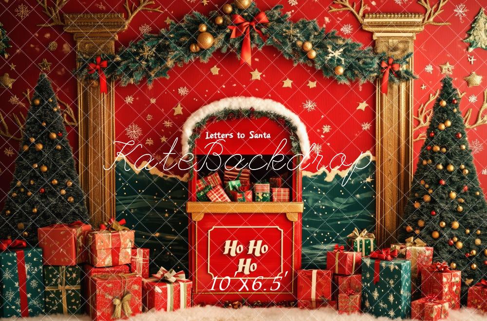 Kate Weihnachten Baum Weihnachtsmann Briefe Geschenke Hintergrund von Patty Roberts - Kate Backdrop.de