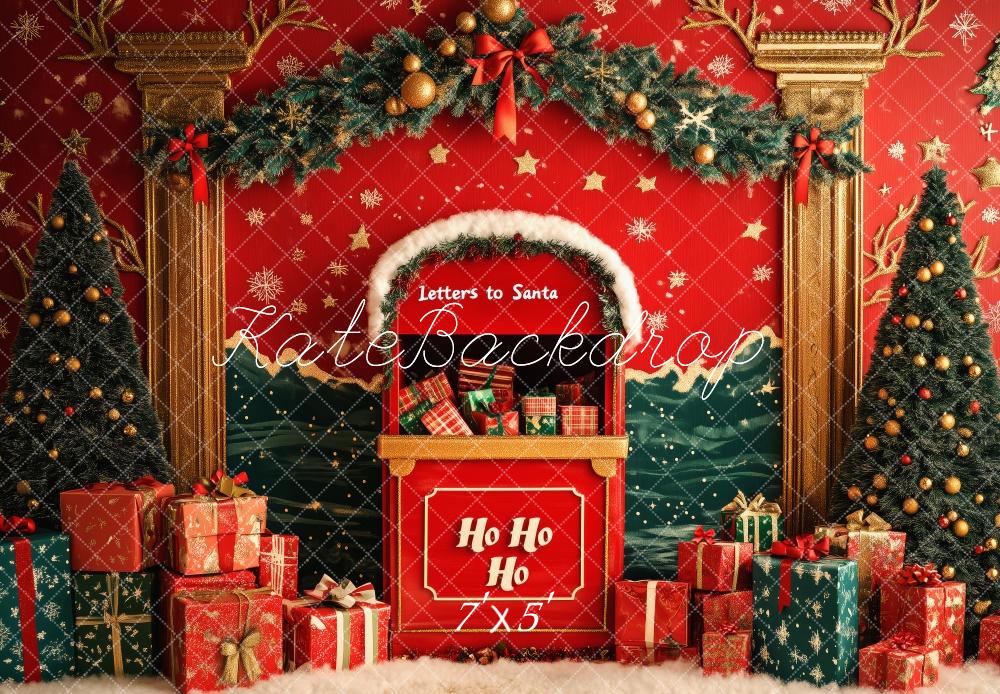 Kate Weihnachten Baum Weihnachtsmann Briefe Geschenke Hintergrund von Patty Roberts - Kate Backdrop.de