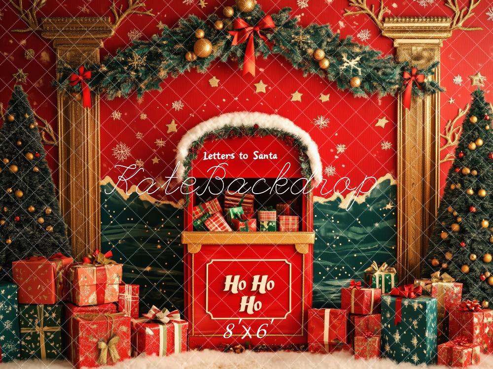 Kate Weihnachten Baum Weihnachtsmann Briefe Geschenke Hintergrund von Patty Roberts - Kate Backdrop.de
