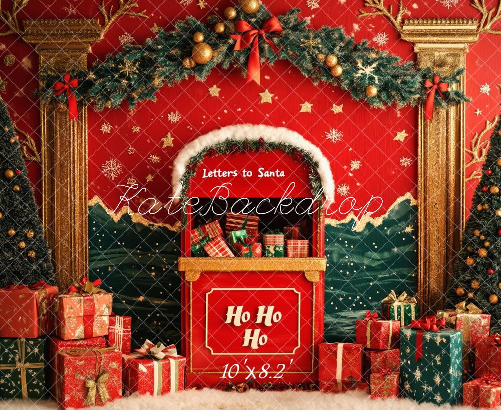 Kate Weihnachten Baum Weihnachtsmann Briefe Geschenke Hintergrund von Patty Roberts - Kate Backdrop.de