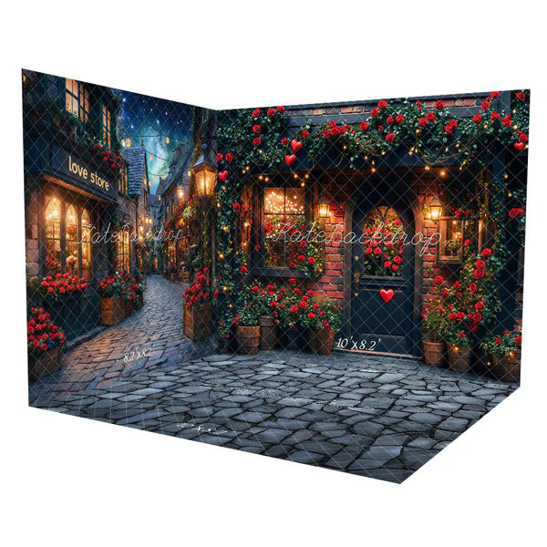 🔥50%OFF-Kate Valentinstag Nacht Romantisches Dorf Blumen Zimmer Set - Kate Backdrop.de